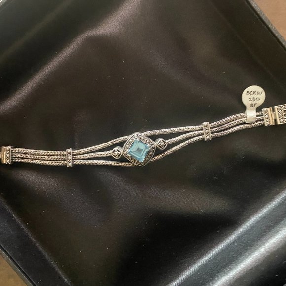 House of Bali by George Thomas sterling silver Amethyst 7 1  House of Bali by George Thomas Sterling Silver Bracelet With Blue Sapphire Stone